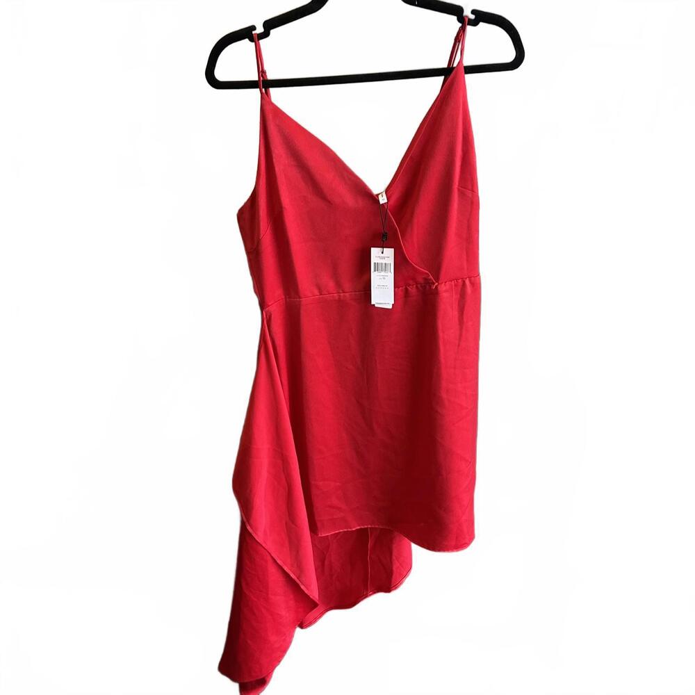 Chic Red Asymmetrical Dress - Size 10
